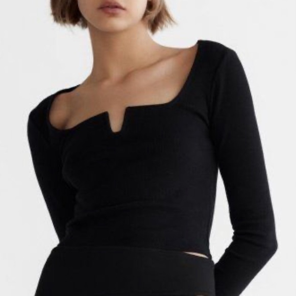 Zara NWT SQUARE NECK long sleeve top